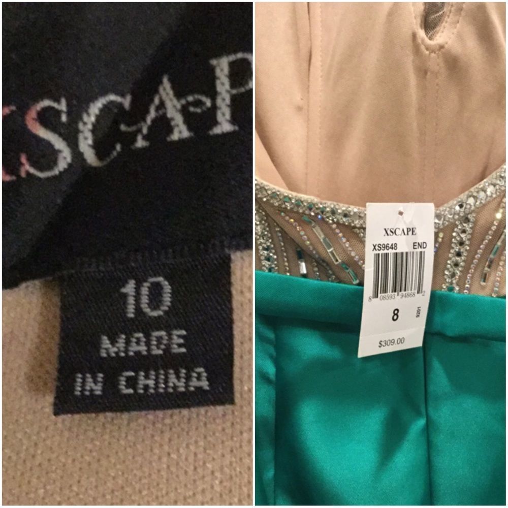 Xscape Green Embellished Halter Mermaid Go… - Picture 8 of 9